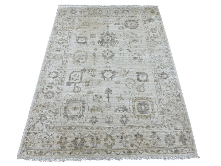 4'3" x 5'11" New Hand Knotted Grey Wool Rectangle Oriental Rug - MOA10222923