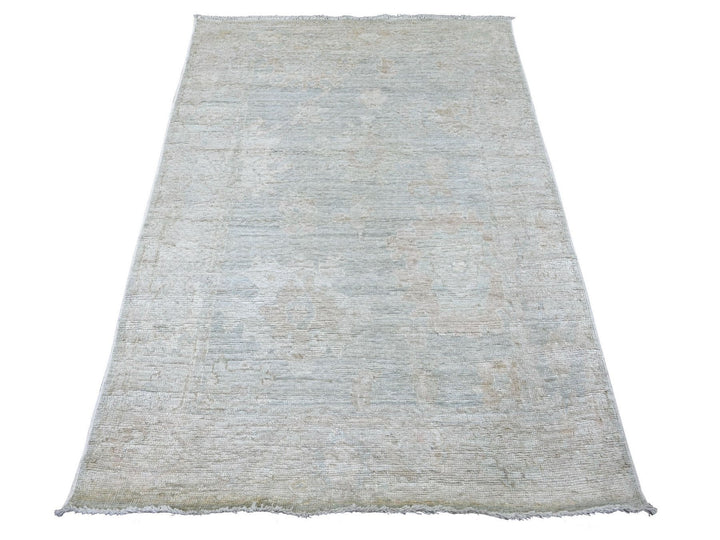 4'2" x 5'10" New Hand Knotted Blue Wool Rectangle Oriental Rug - MOA10222926