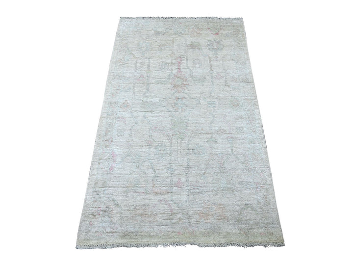 3'1" x 5'0" New Hand Knotted Grey Wool Rectangle Oriental Rug - MOA10222929