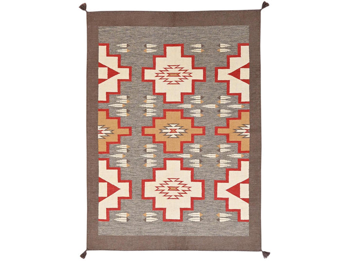 5'1" x 6'11" New Hand Woven Grey Wool Rectangle Oriental Rug - MOA1022292