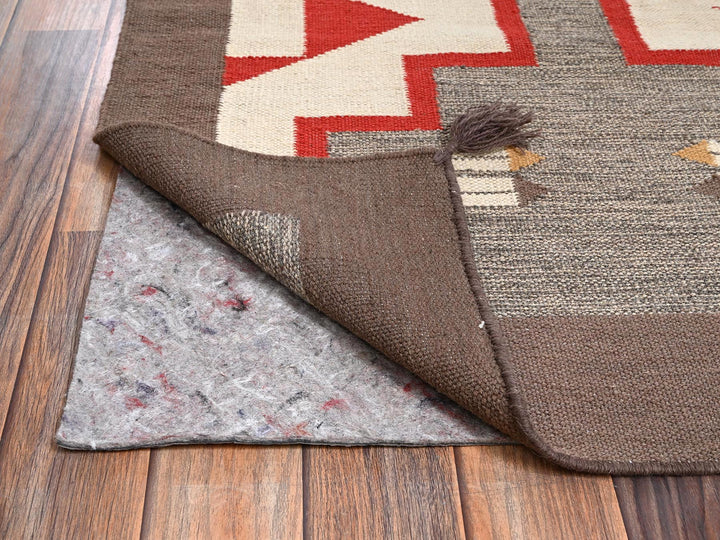 5'1" x 6'11" New Hand Woven Grey Wool Rectangle Oriental Rug - MOA1022292