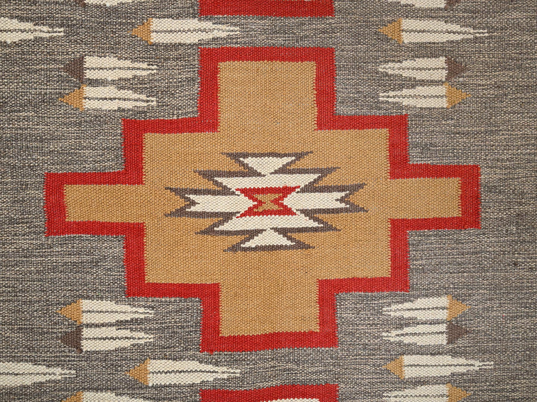 5'1" x 6'11" New Hand Woven Grey Wool Rectangle Oriental Rug - MOA1022292