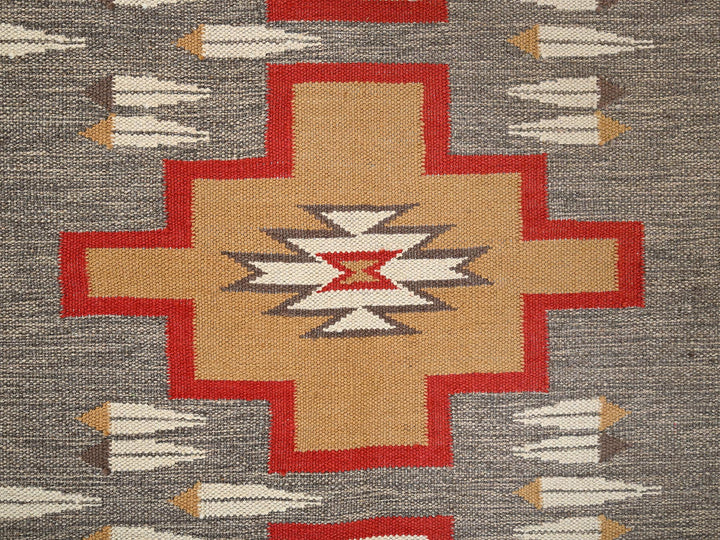 5'1" x 6'11" New Hand Woven Grey Wool Rectangle Oriental Rug - MOA1022292