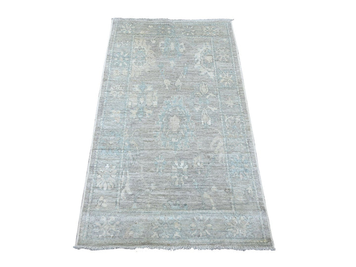 2'11" x 4'10" New Hand Knotted Grey Wool Rectangle Oriental Rug - MOA10222933