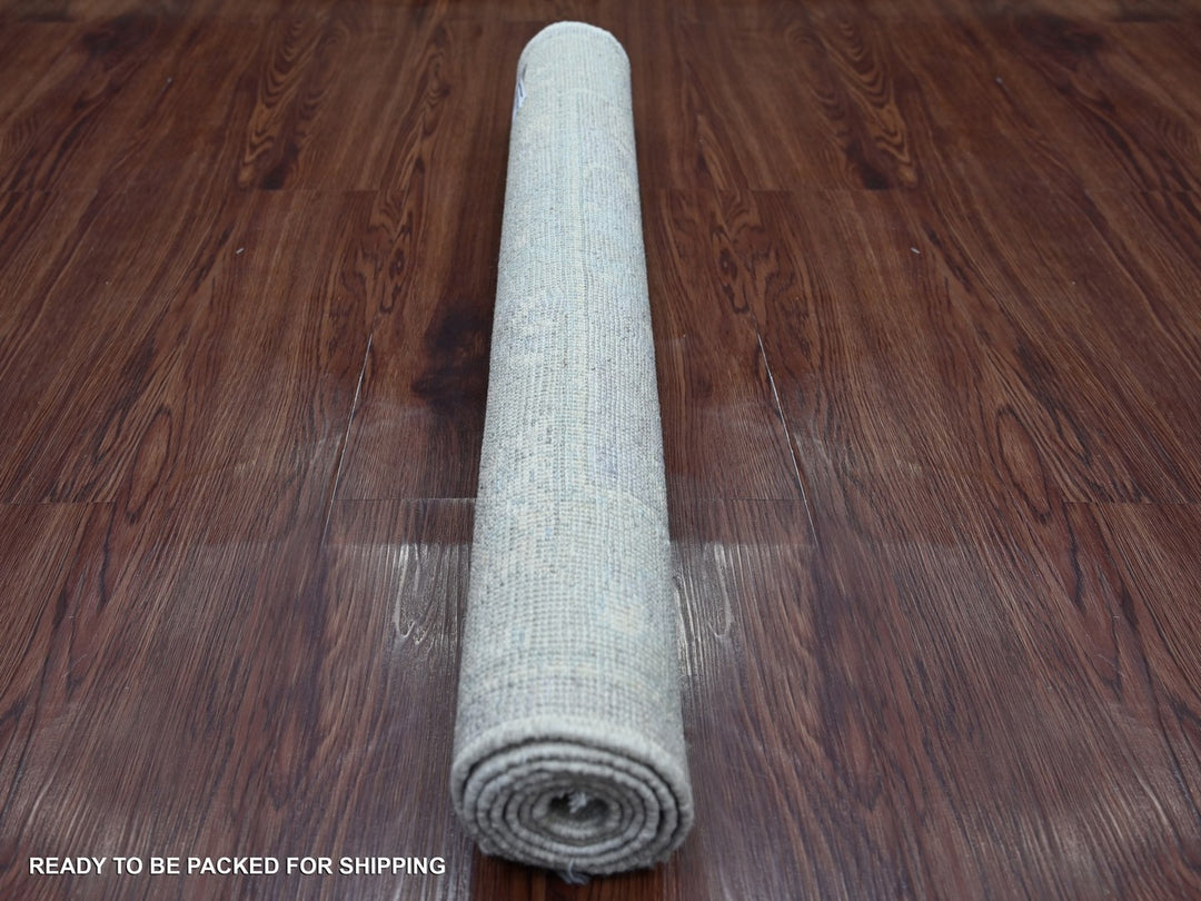 2'11" x 4'10" New Hand Knotted Grey Wool Rectangle Oriental Rug - MOA10222933