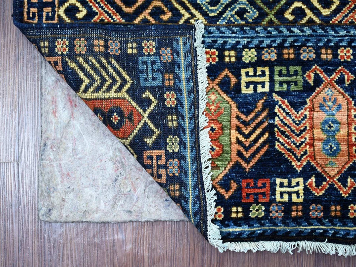 2'8" x 6'4" New Hand Knotted Blue Wool Runner Oriental Rug - MOA10222936