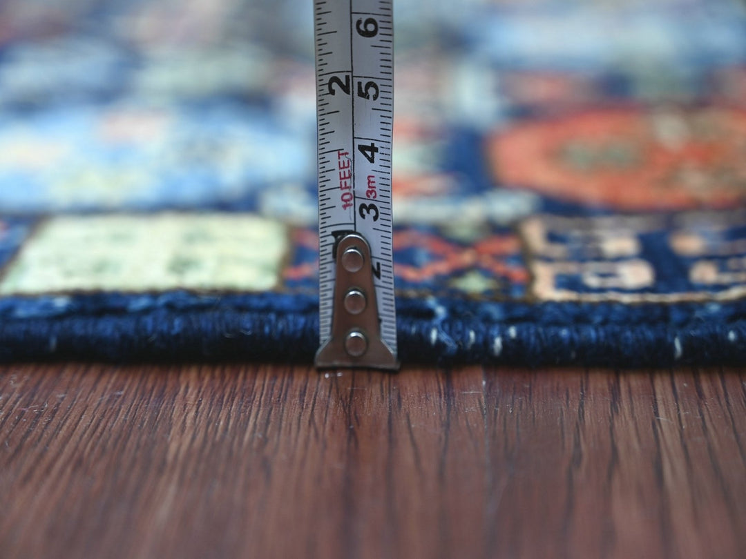 2'8" x 6'4" New Hand Knotted Blue Wool Runner Oriental Rug - MOA10222936