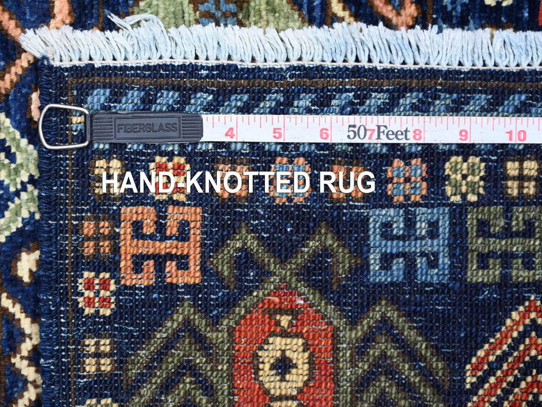 2'8" x 6'4" New Hand Knotted Blue Wool Runner Oriental Rug - MOA10222936