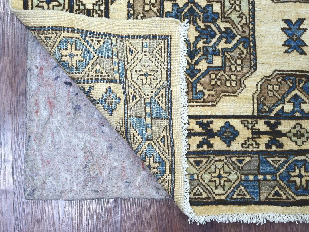 3'11" x 5'11" New Hand Knotted Ivory Wool Rectangle Oriental Rug - MOA10222937