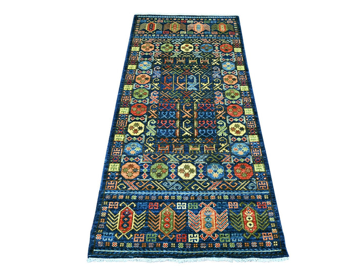 2'11" x 6'3" New Hand Knotted Blue Wool Runner Oriental Rug - MOA10222938