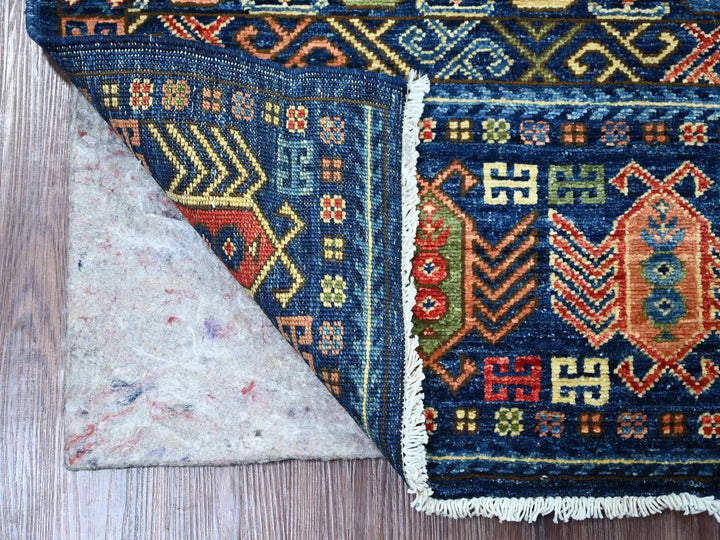 2'11" x 6'3" New Hand Knotted Blue Wool Runner Oriental Rug - MOA10222938