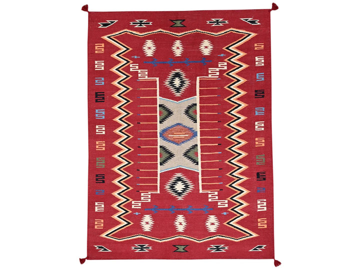 5'2" x 7'0" New Hand Woven Red Wool Rectangle Oriental Rug - MOA1022293