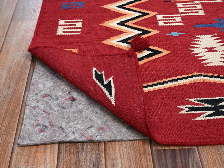5'2" x 7'0" New Hand Woven Red Wool Rectangle Oriental Rug - MOA1022293
