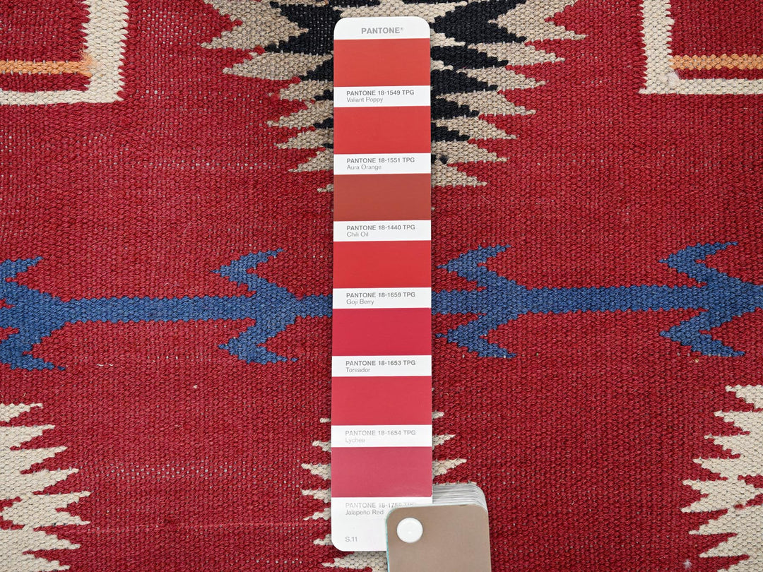 5'2" x 7'0" New Hand Woven Red Wool Rectangle Oriental Rug - MOA1022293