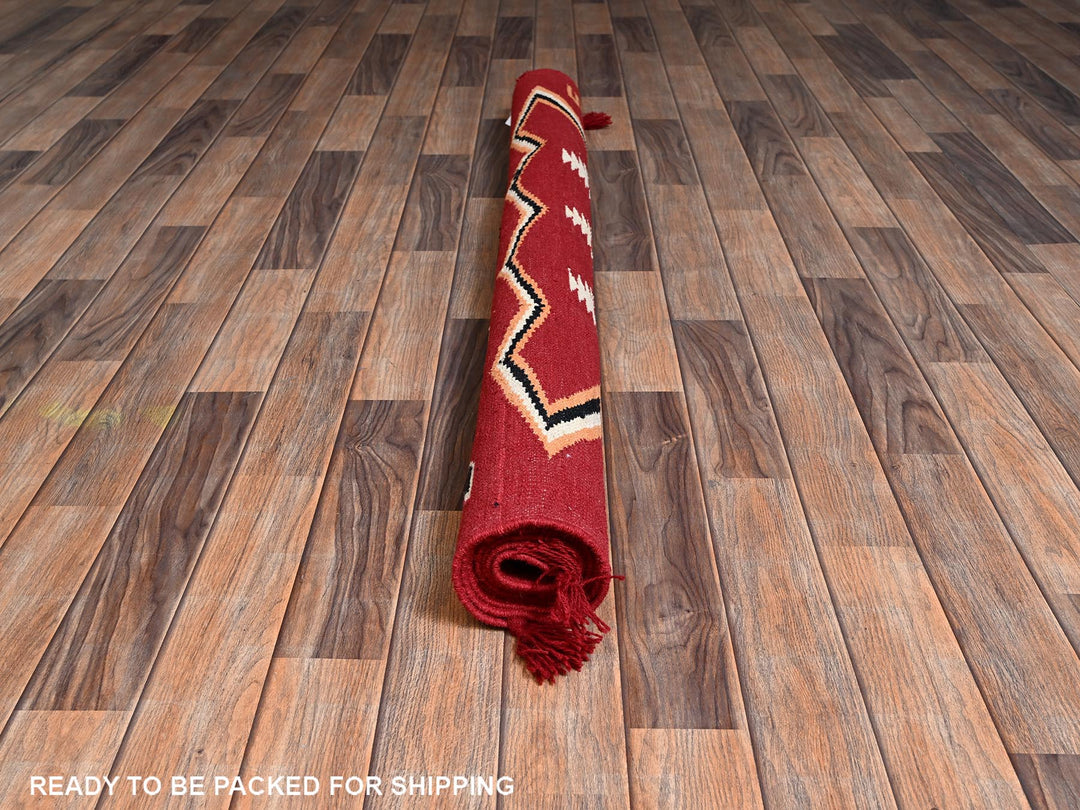 5'2" x 7'0" New Hand Woven Red Wool Rectangle Oriental Rug - MOA1022293