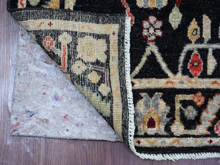2'8" x 7'11" New Hand Knotted Black Wool Runner Oriental Rug - MOA10222940