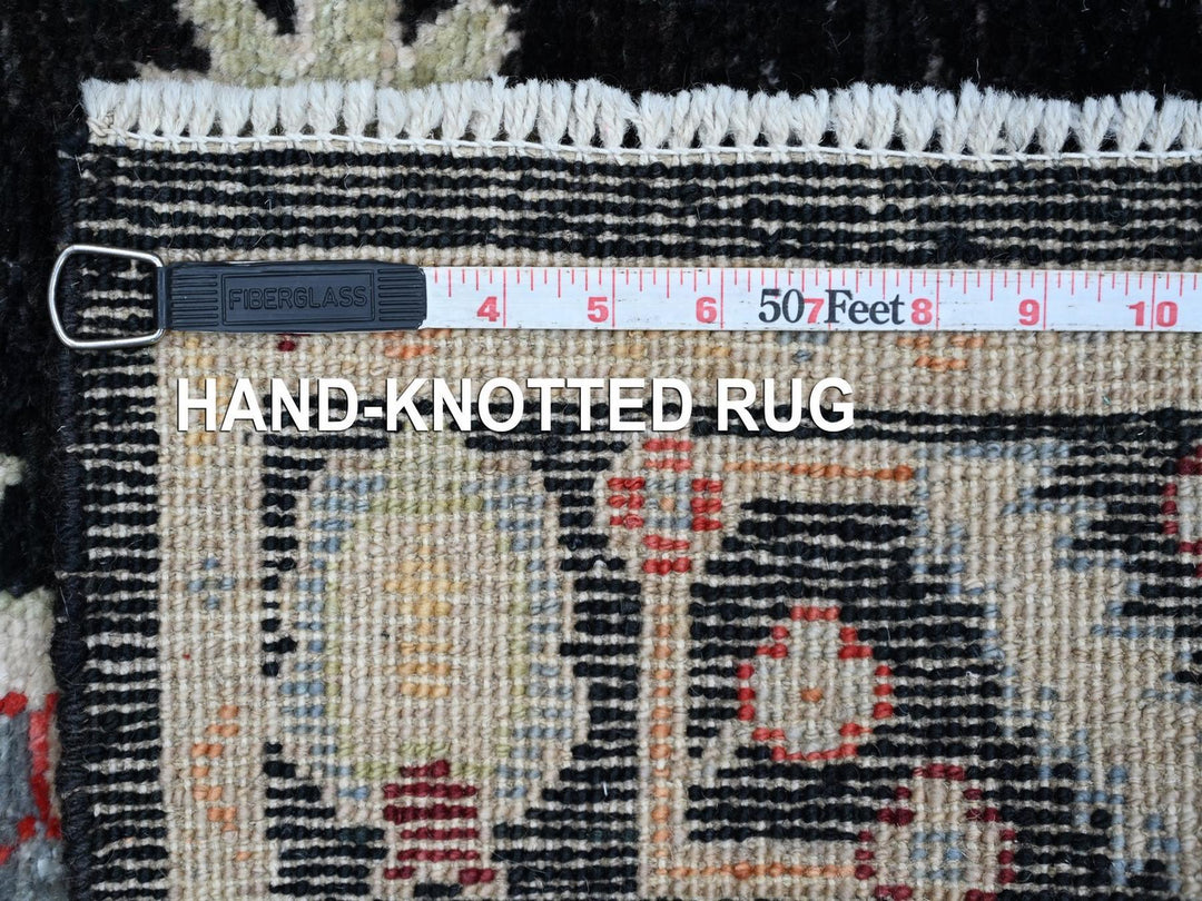 2'8" x 7'11" New Hand Knotted Black Wool Runner Oriental Rug - MOA10222940