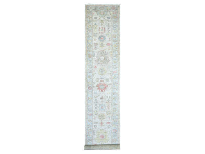 2'10" x 15'6" New Hand Knotted Grey Wool Runner Oriental Rug - MOA10222941