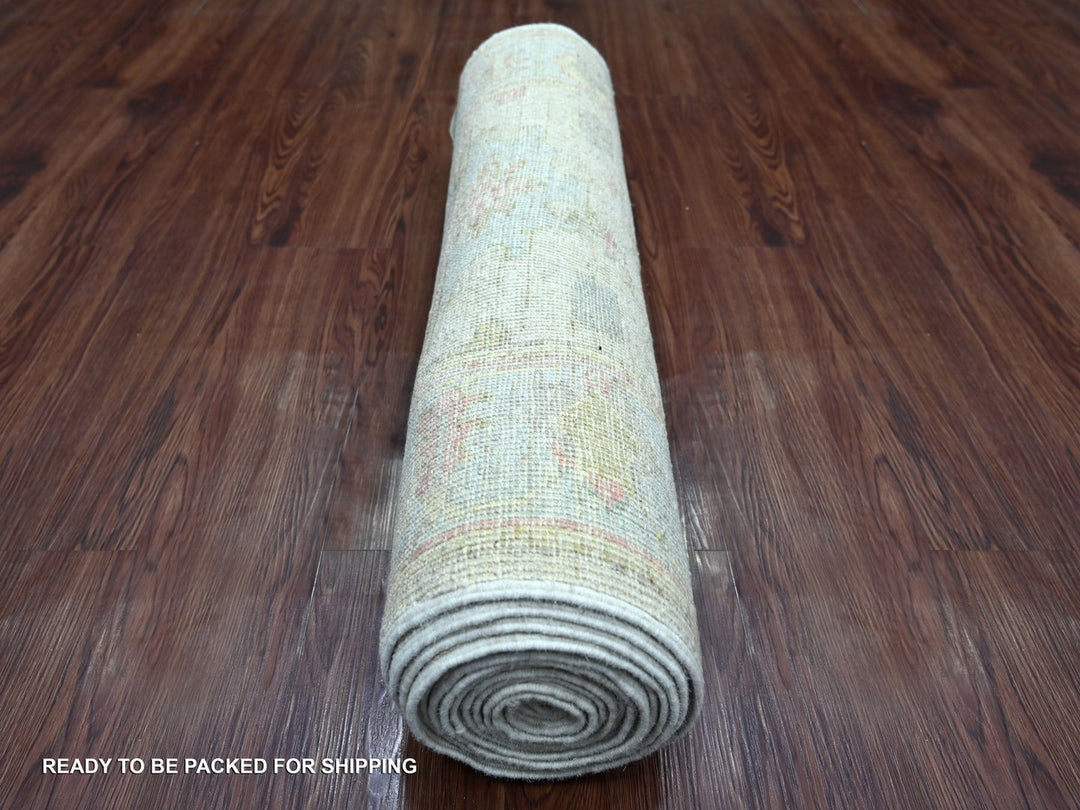 2'10" x 15'6" New Hand Knotted Grey Wool Runner Oriental Rug - MOA10222941