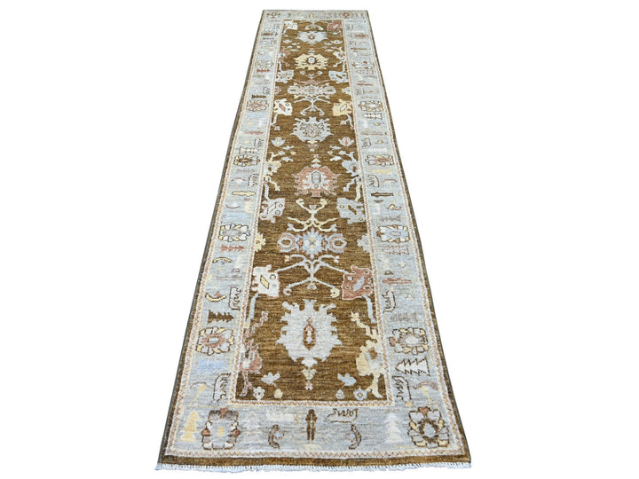 2'11" x 12'0" New Hand Knotted Brown Wool Runner Oriental Rug - MOA10222942