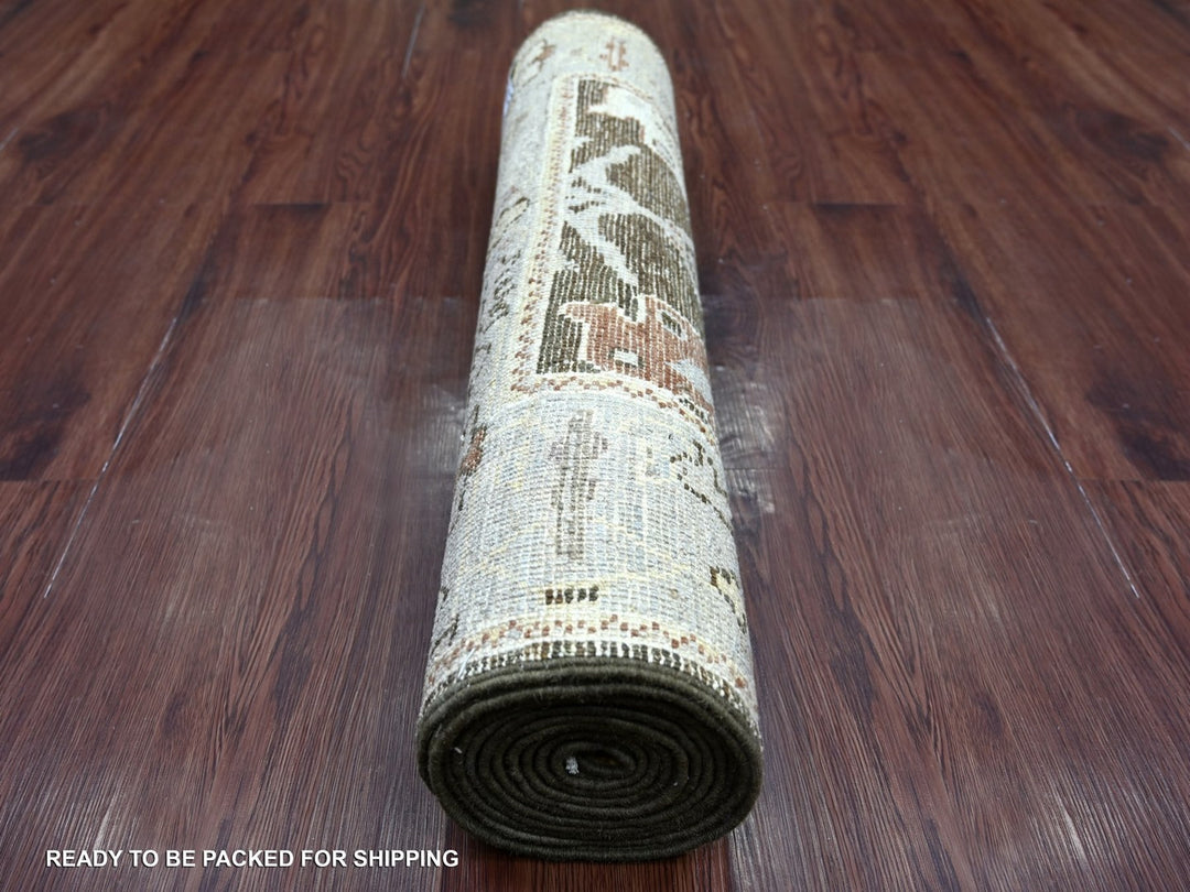 2'11" x 12'0" New Hand Knotted Brown Wool Runner Oriental Rug - MOA10222942
