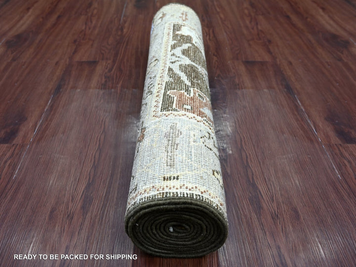2'11" x 12'0" New Hand Knotted Brown Wool Runner Oriental Rug - MOA10222942