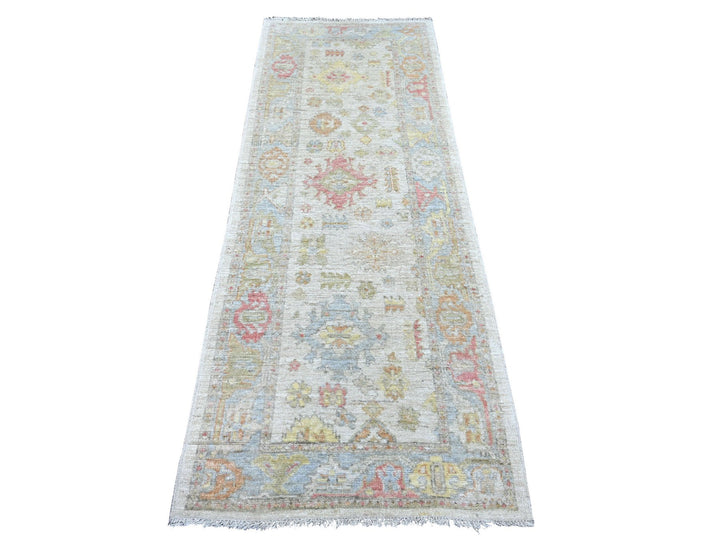 2'9" x 7'8" New Hand Knotted Grey Wool Runner Oriental Rug - MOA10222946