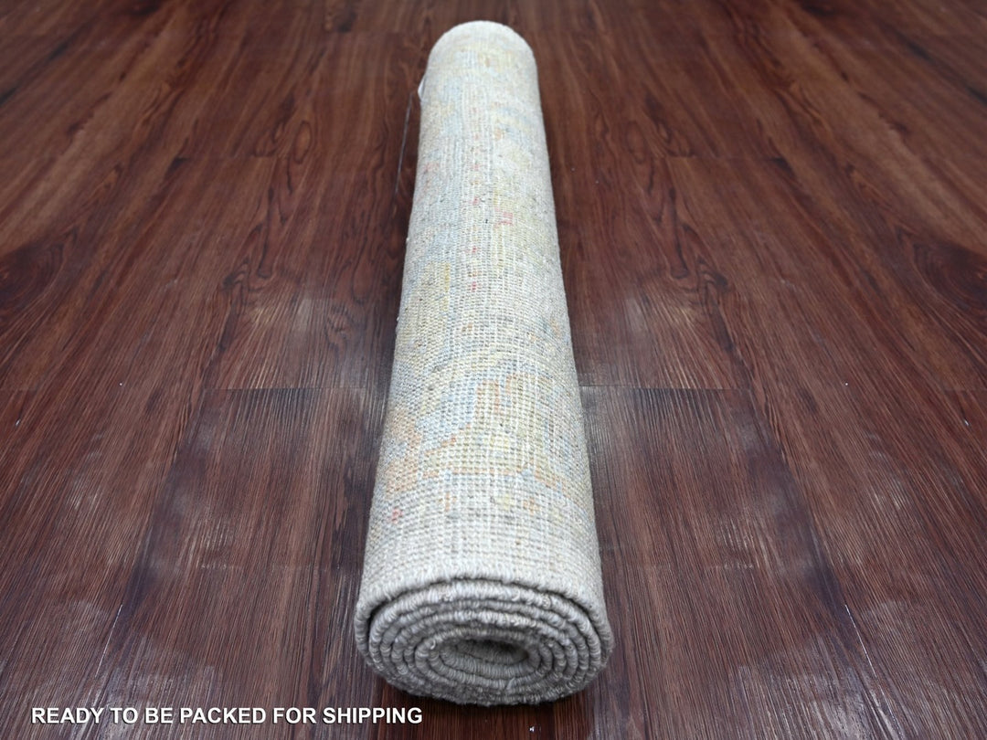 2'9" x 7'8" New Hand Knotted Grey Wool Runner Oriental Rug - MOA10222946
