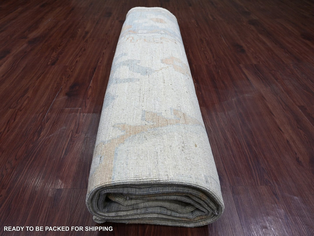 10'0" x 13'9" New Hand Knotted Ivory Wool Rectangle Oriental Rug - MOA10222948