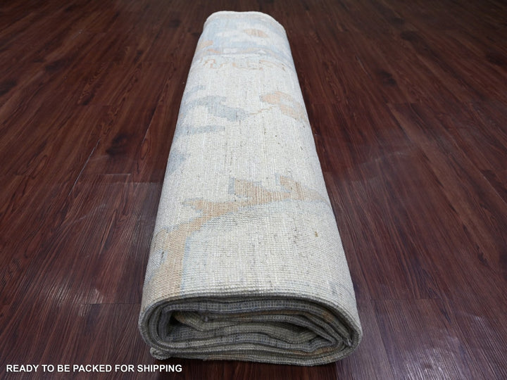 10'0" x 13'9" New Hand Knotted Ivory Wool Rectangle Oriental Rug - MOA10222948