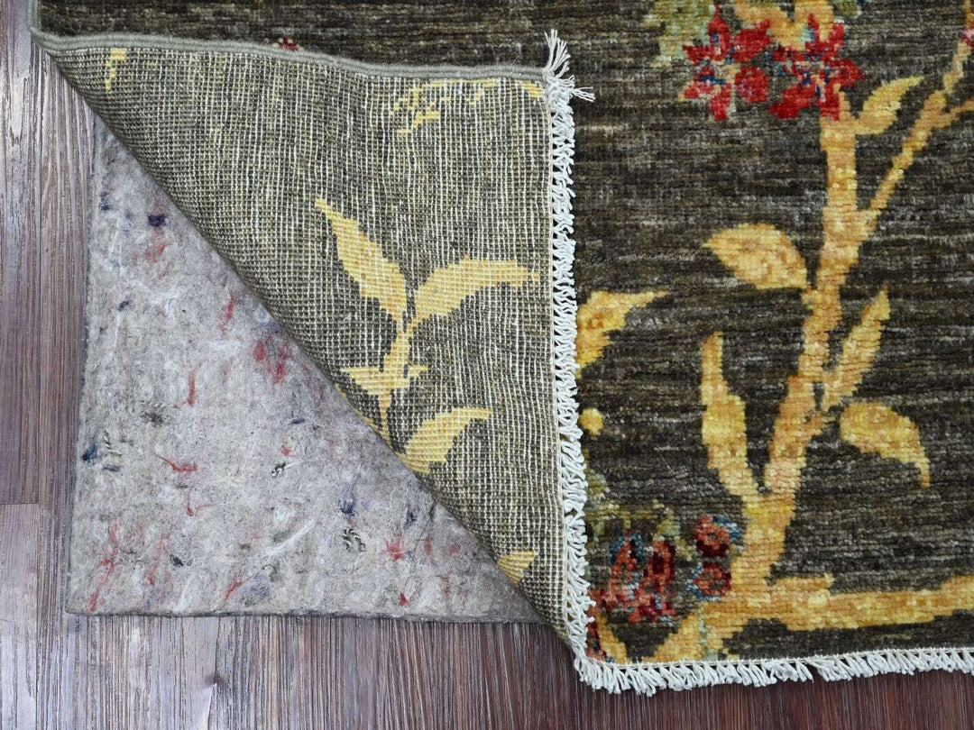 3'10" x 5'10" New Hand Knotted Grey Wool Rectangle Oriental Rug - MOA10222949