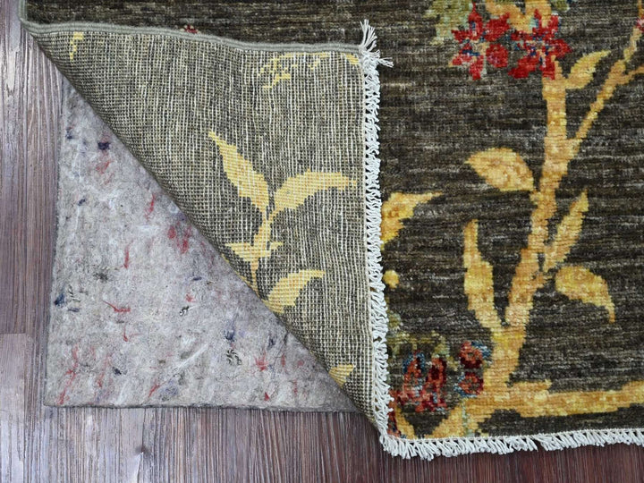 3'10" x 5'10" New Hand Knotted Grey Wool Rectangle Oriental Rug - MOA10222949