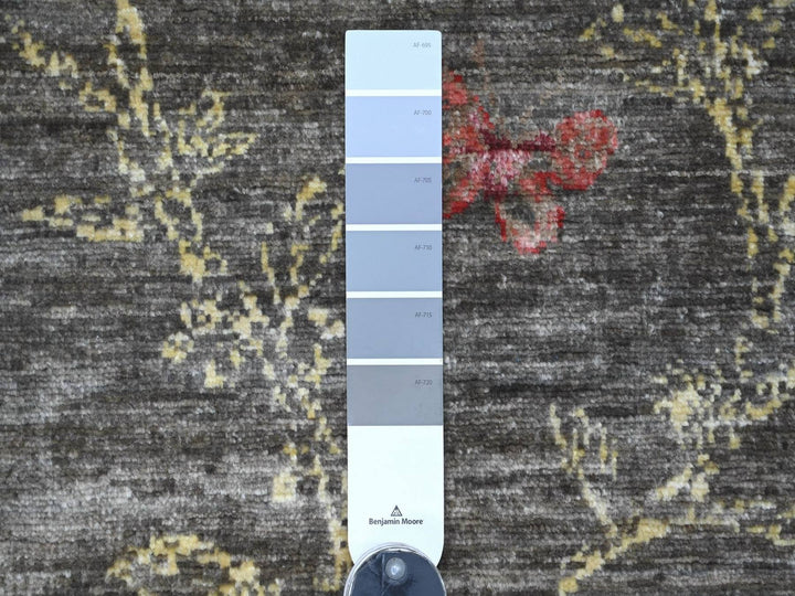 3'10" x 5'10" New Hand Knotted Grey Wool Rectangle Oriental Rug - MOA10222949