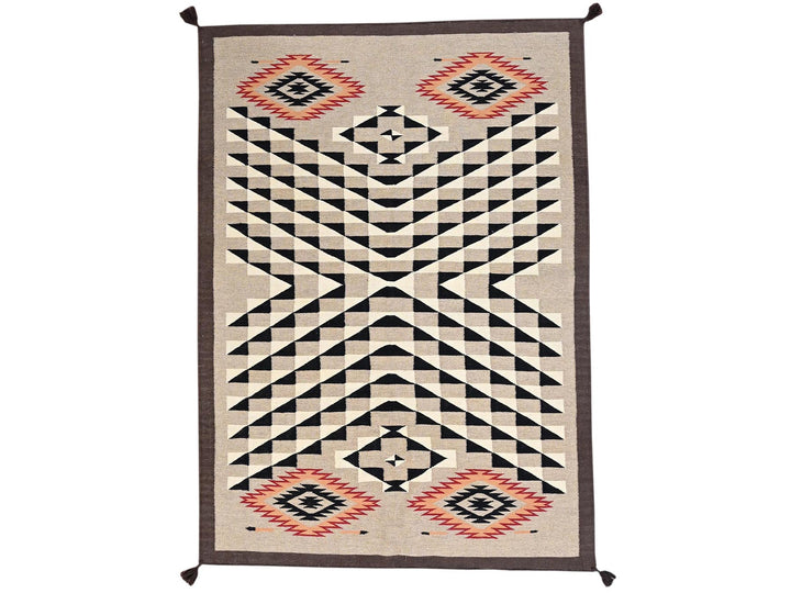 5'1" x 7'2" New Hand Woven Brown Wool Rectangle Oriental Rug - MOA1022294