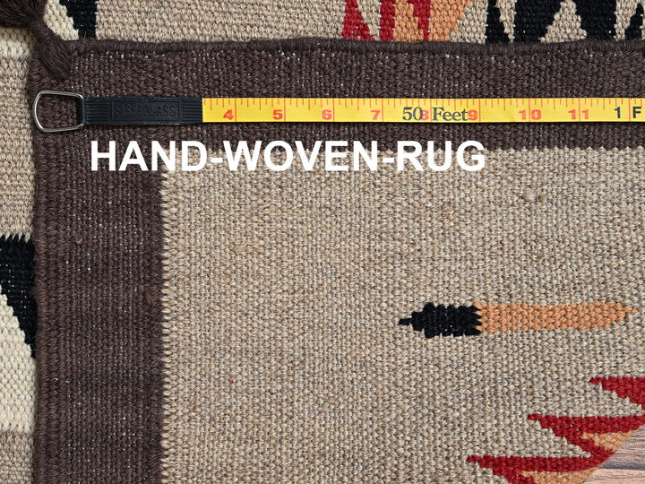 5'1" x 7'2" New Hand Woven Brown Wool Rectangle Oriental Rug - MOA1022294