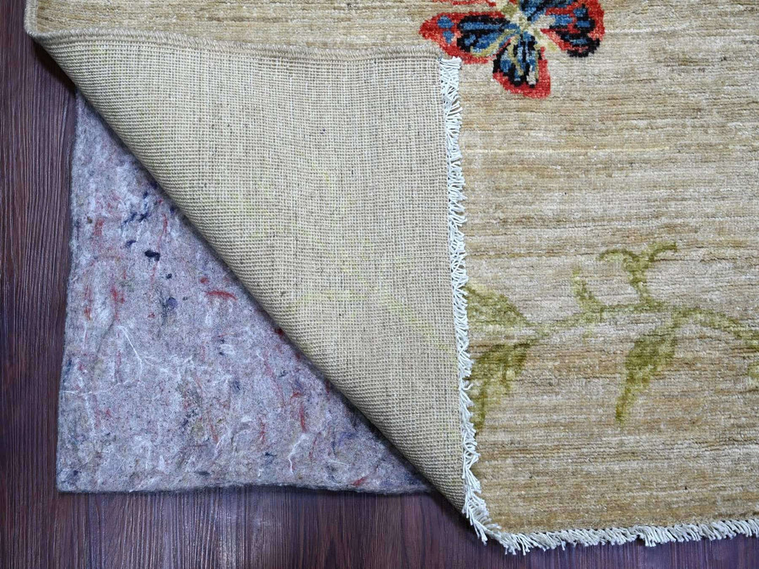 8'11" x 11'9" New Hand Knotted Beige Wool Rectangle Oriental Rug - MOA10222950