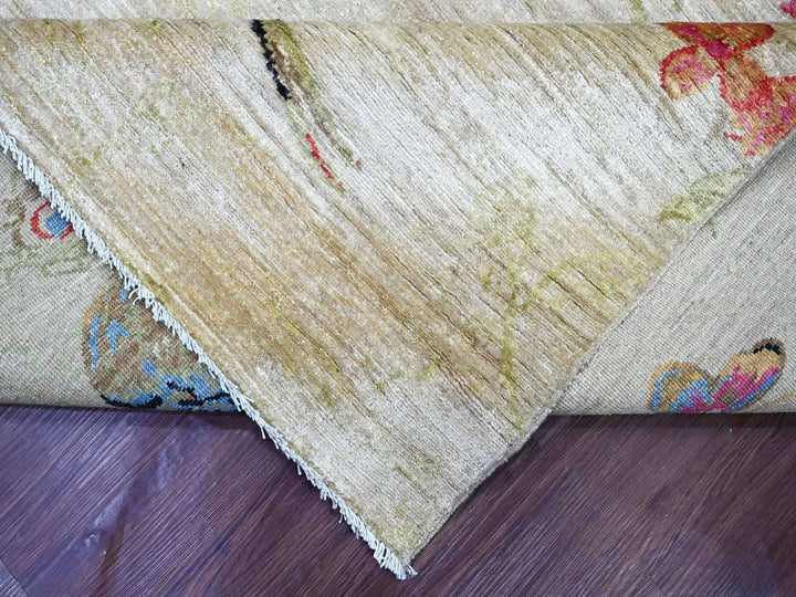 8'11" x 11'9" New Hand Knotted Beige Wool Rectangle Oriental Rug - MOA10222950