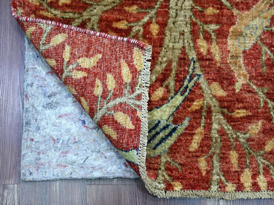 2'6" x 15'11" New Hand Knotted Red Wool Runner Oriental Rug - MOA10222952