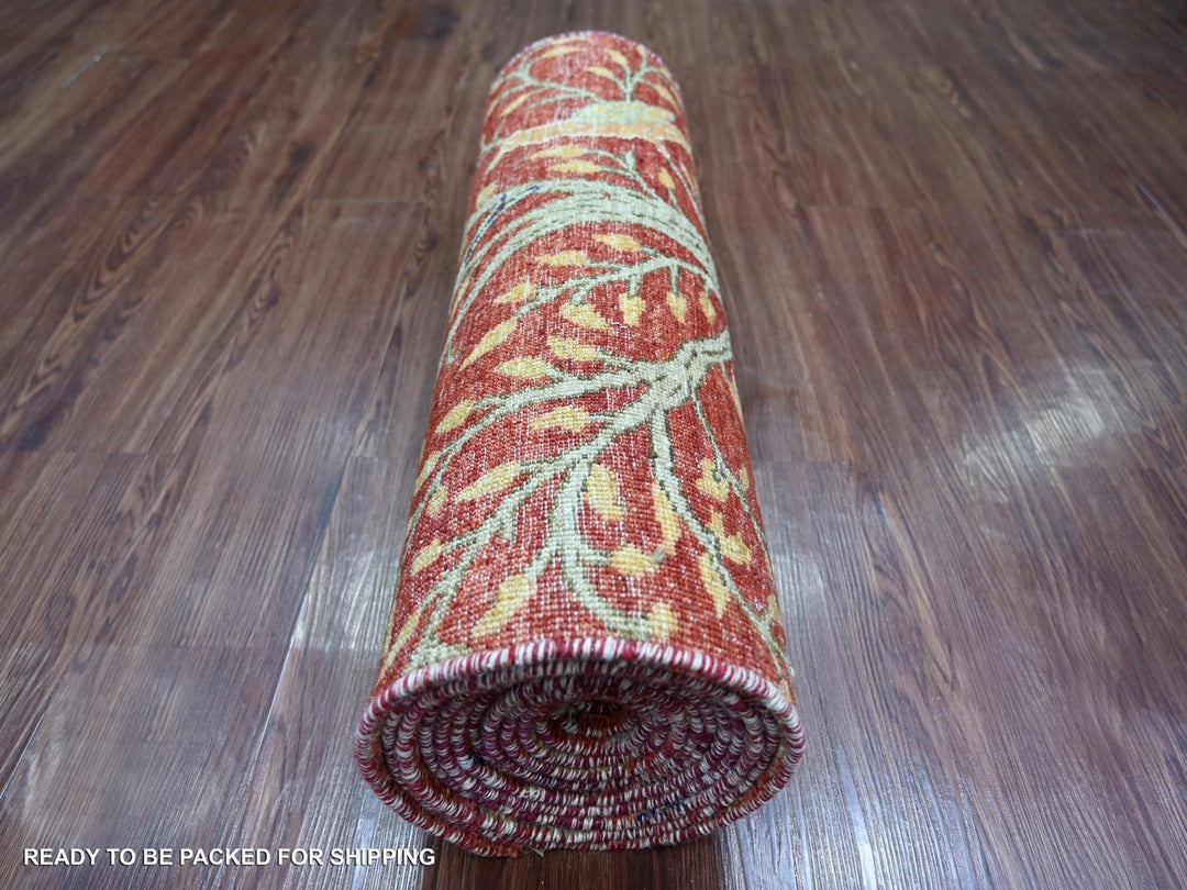 2'6" x 15'11" New Hand Knotted Red Wool Runner Oriental Rug - MOA10222952