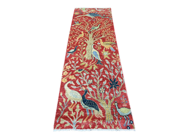2'7" x 8'0" New Hand Knotted Red Wool Runner Oriental Rug - MOA10222954