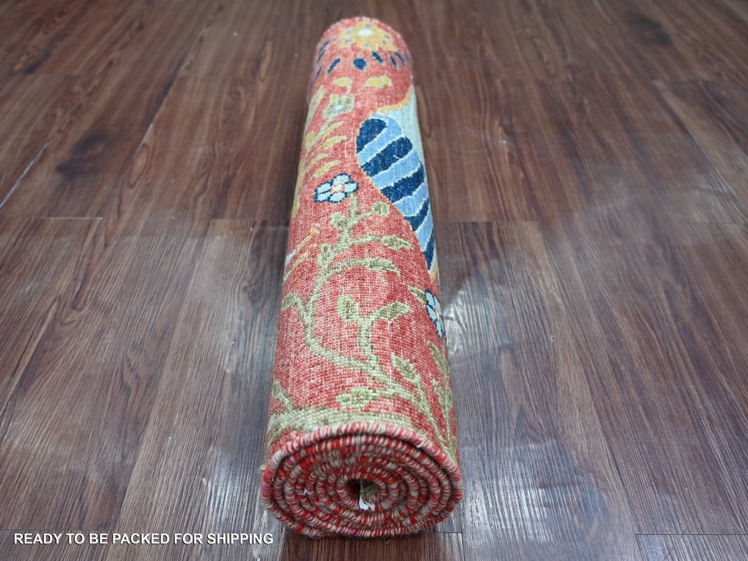 2'7" x 8'0" New Hand Knotted Red Wool Runner Oriental Rug - MOA10222954