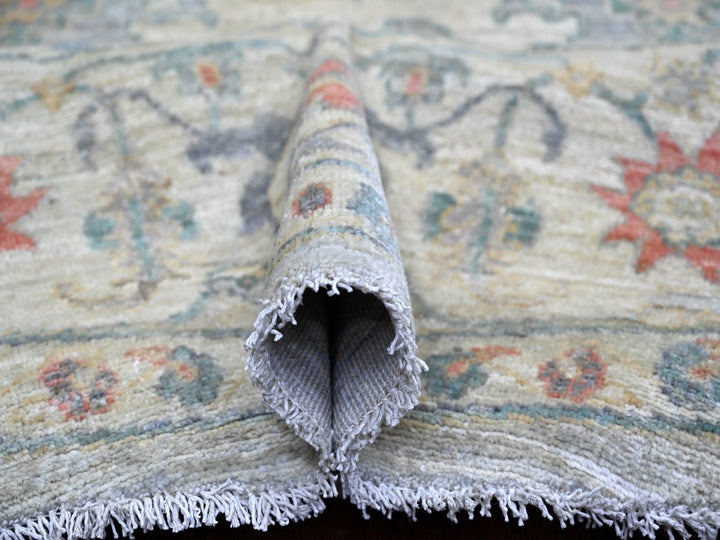 7'11" x 7'11" New Hand Knotted Grey Wool Round Oriental Rug - MOA10222959
