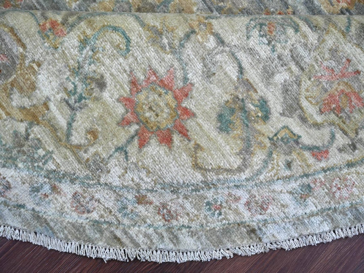 7'11" x 7'11" New Hand Knotted Grey Wool Round Oriental Rug - MOA10222959