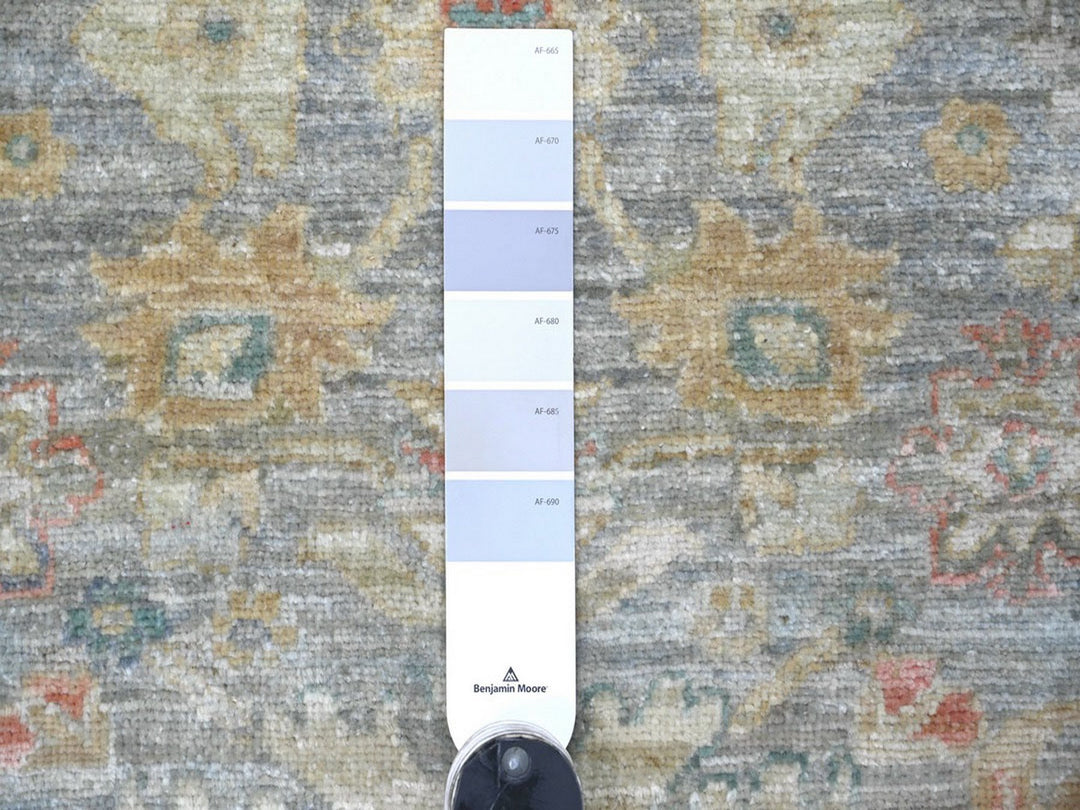 7'11" x 7'11" New Hand Knotted Grey Wool Round Oriental Rug - MOA10222959