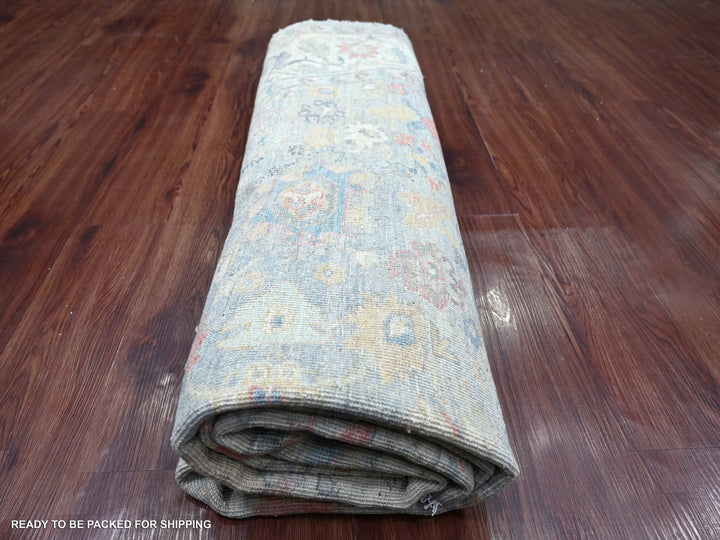 7'11" x 7'11" New Hand Knotted Grey Wool Round Oriental Rug - MOA10222959