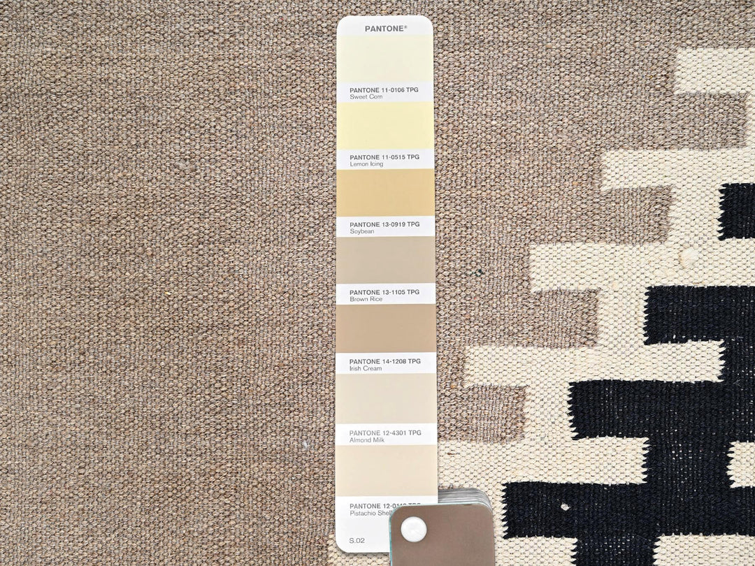 8'1" x 10'0" New Hand Woven Brown Wool Rectangle Oriental Rug - MOA1022295