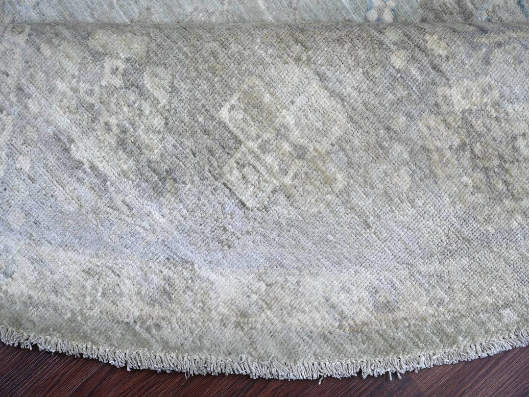 7'8" x 7'9" New Hand Knotted Blue Wool Round Oriental Rug - MOA10222960