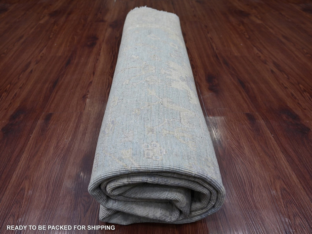 7'8" x 7'9" New Hand Knotted Blue Wool Round Oriental Rug - MOA10222960