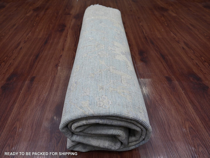 7'8" x 7'9" New Hand Knotted Blue Wool Round Oriental Rug - MOA10222960