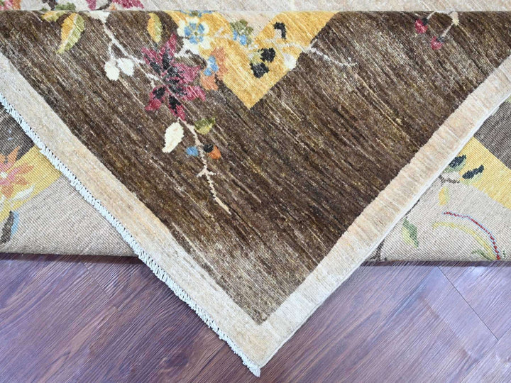 8'1" x 9'11" New Hand Knotted Grey Wool Rectangle Oriental Rug - MOA10222961